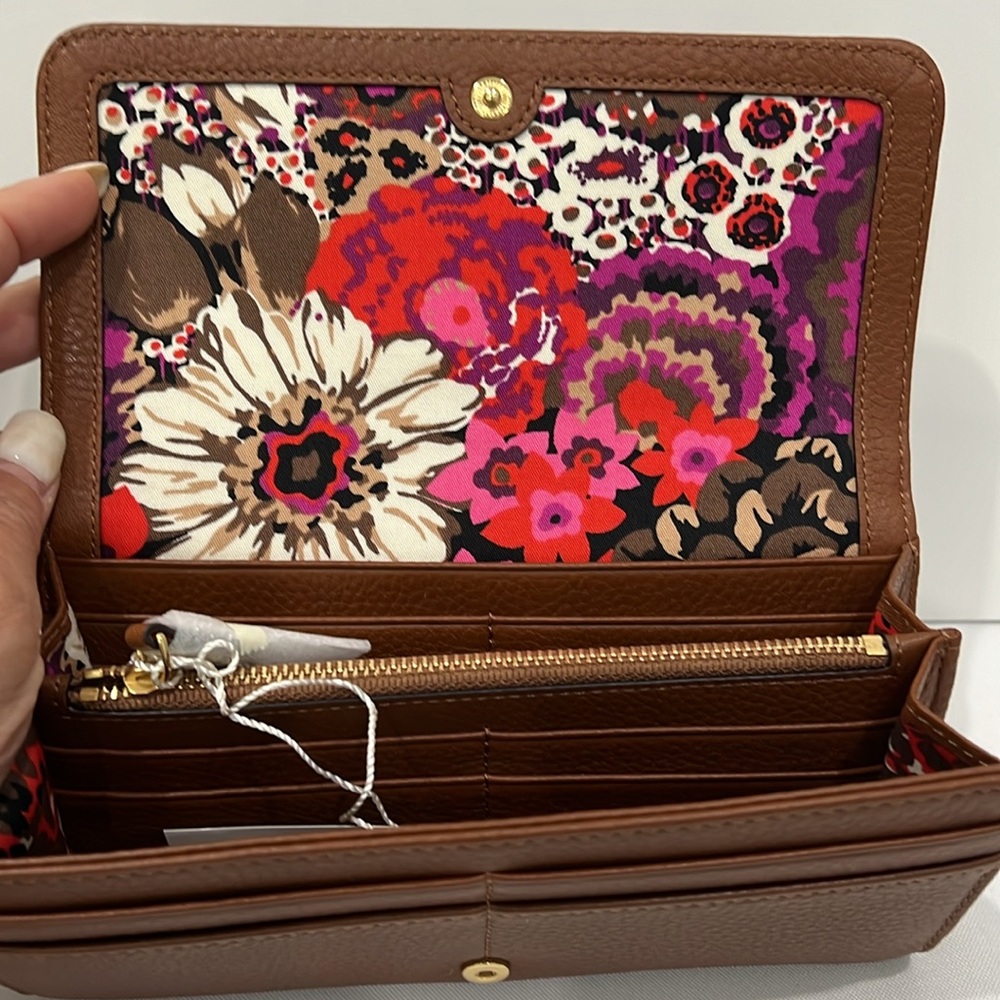 Leather Quilted Audrey Wallet in Cognac